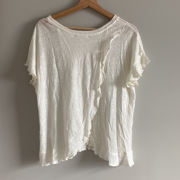Anthropologie Eri + Ali Linen Ruffle Ivory Blouse Sz XS NWT - Picture 5 of 7